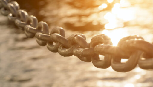 Metal chain on water