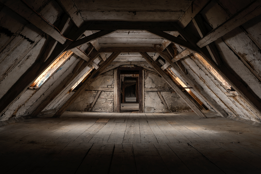 Empty wooden attic