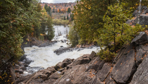 Ragged Falls, Ontario on a rainy day.
