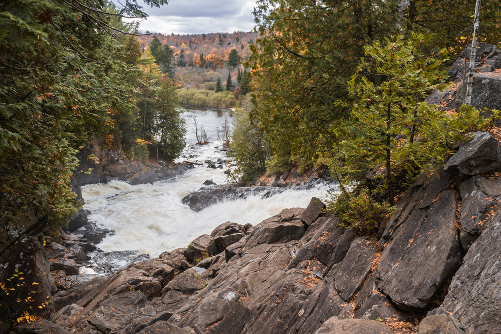 Ragged Falls, Ontario on a rainy day.