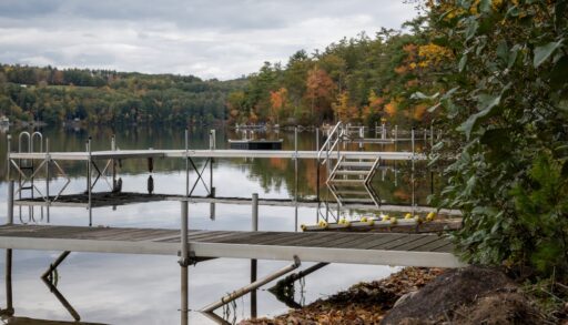 Multiple empty neighbouring boat docks.