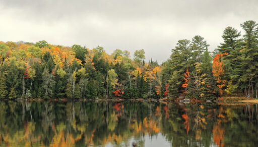 View of Silent Lake Provincial Park in autumn.