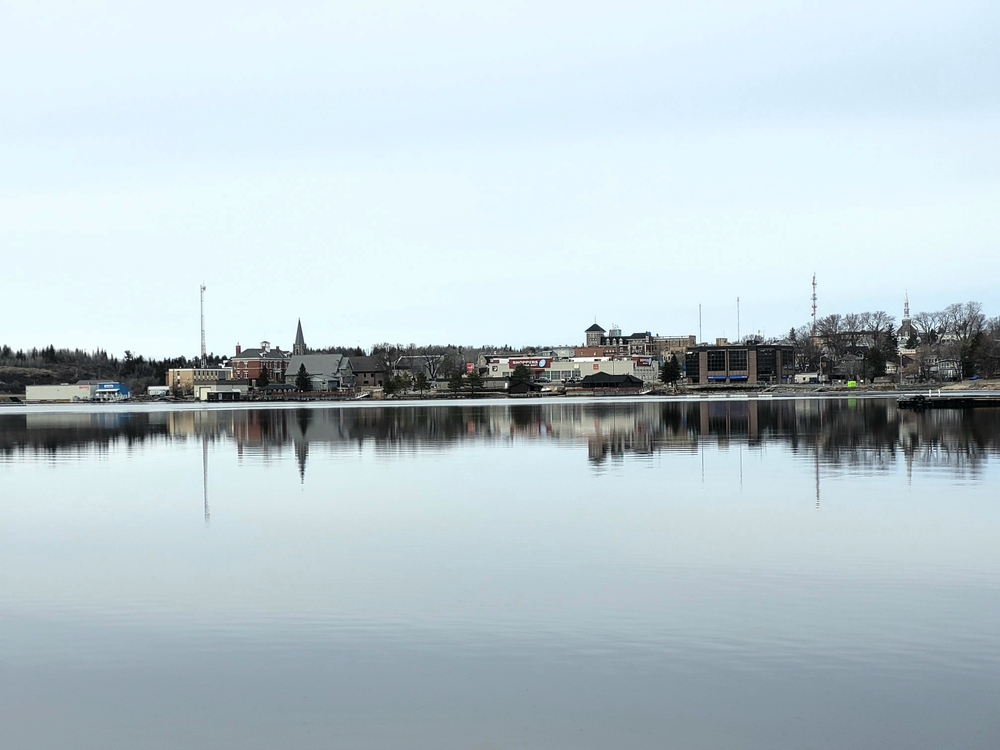View of the city of Kenora, Ontario on the Lake of the Woods.