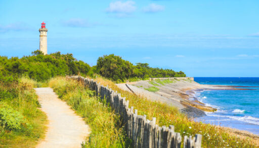 View of the Phare des Baleines Lighthouse in Ile de Re, France.