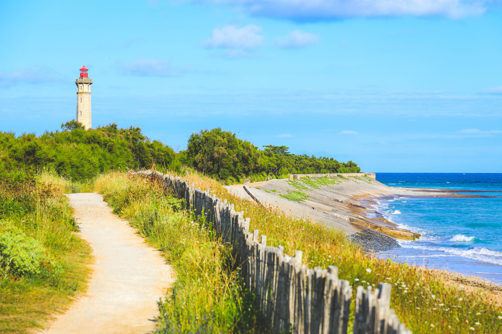 View of the Phare des Baleines Lighthouse in Ile de Re, France.