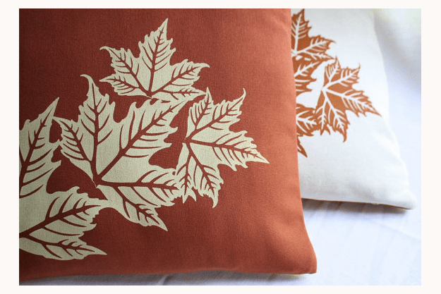Handprinted Natural or Brown Leaves Cushion Cover ($30)