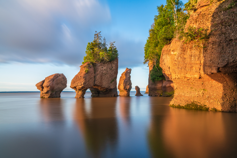 Hopewell Rock, New Brunswick at sunrise.