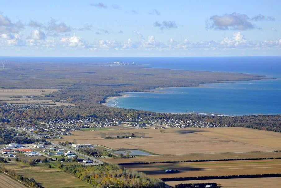 Aerial view of Lake Huron near Port Elgin, Ontario.