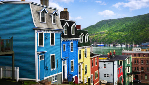 Bright-coloured houses in St. John's, Newfoundland.