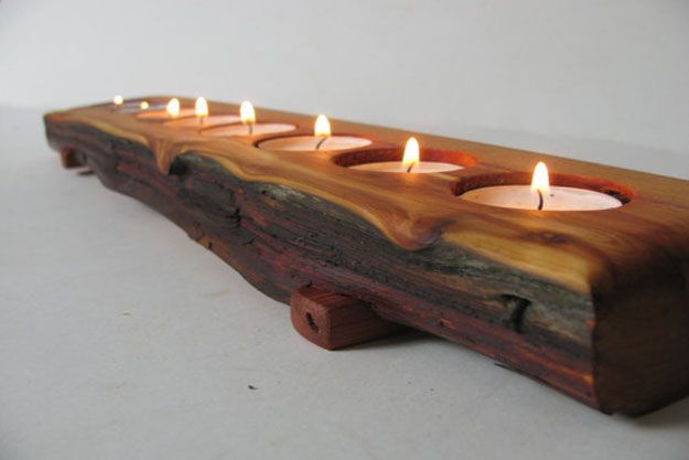 Wooden tea light holder