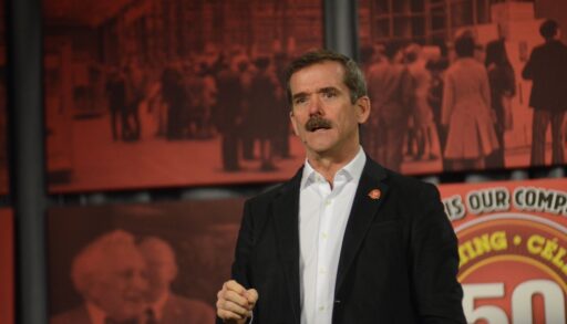 Chris Hadfield speaking at an event.