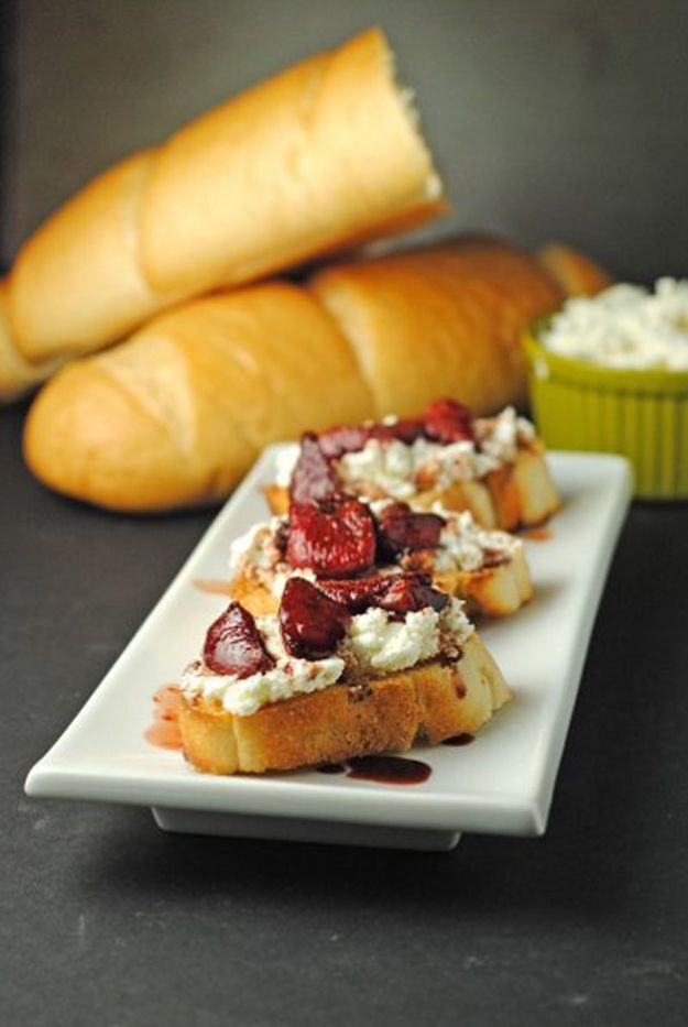 Balsamic roasted strawberry bruschetta
