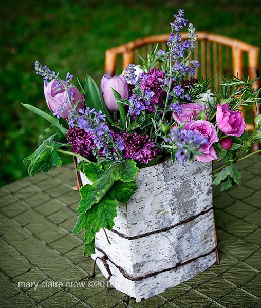 Wildflowers and birch bark