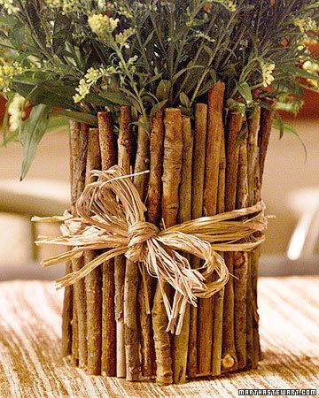 Twig-wrapped upcycled coffee can