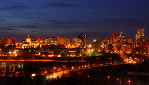 City of Edmonton, Alberta at night.