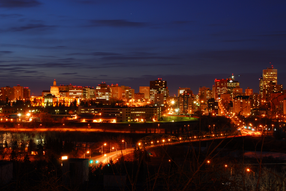 City of Edmonton, Alberta at night.