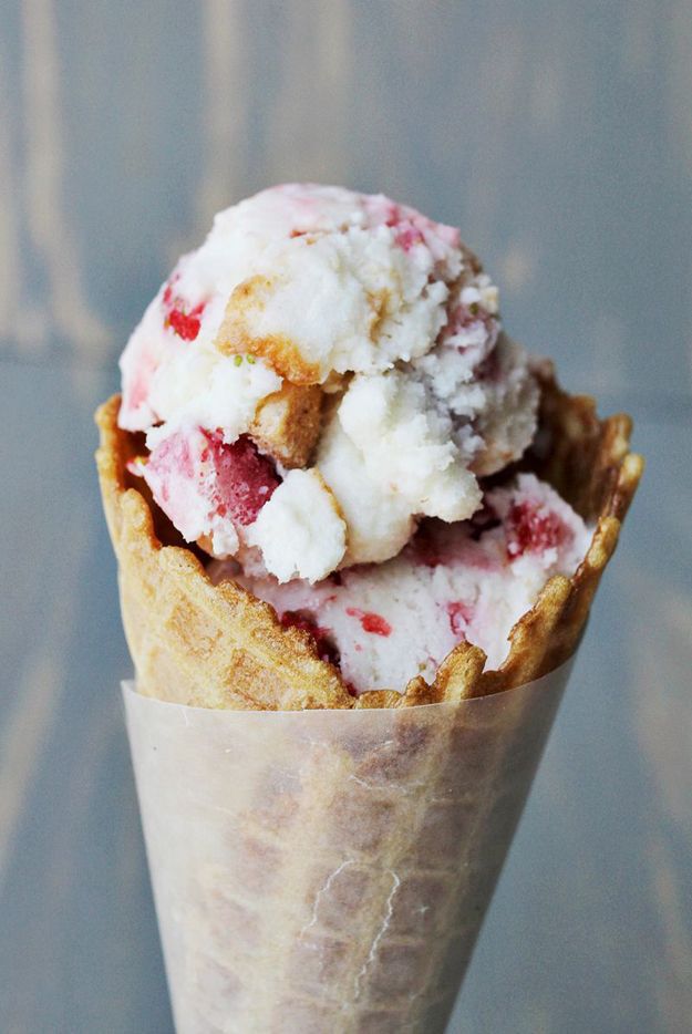 Strawberry and Angel Food Cake Ice Cream