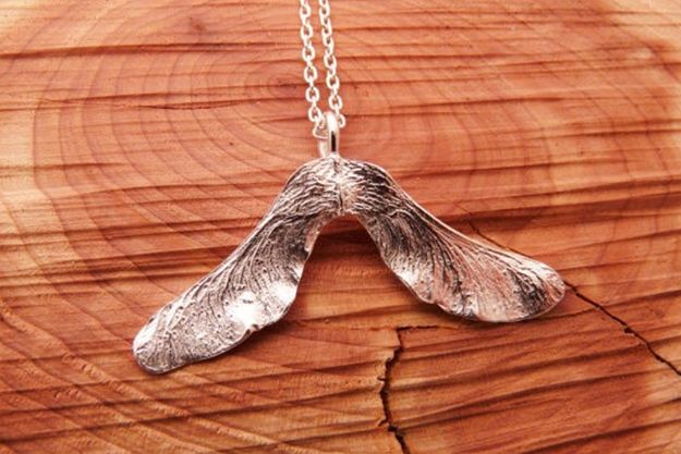 Silver maple key necklace