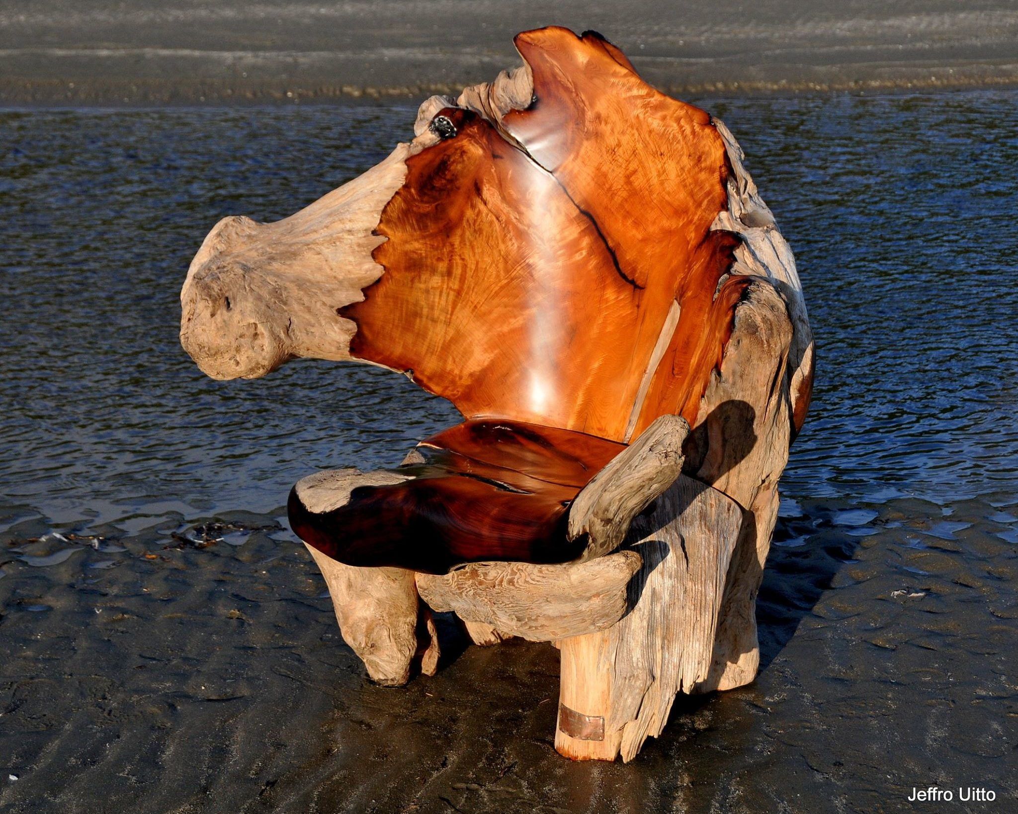Wooden chair with mixed textures