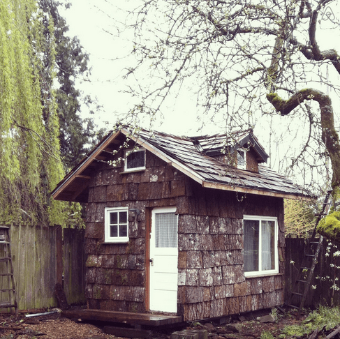 Small cabin at a Portland, Oregon urban farm