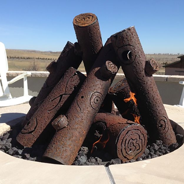 Steel fire put gas logs