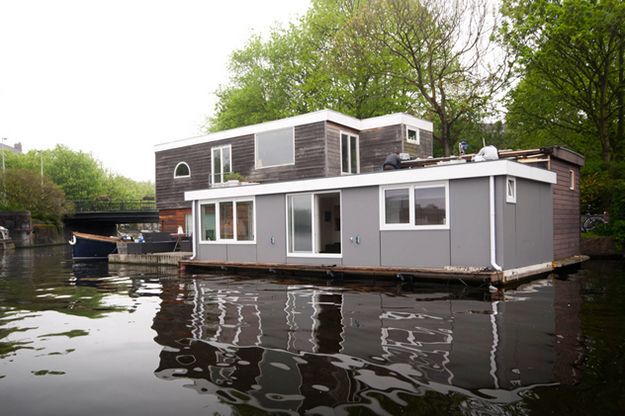 A modern houseboat