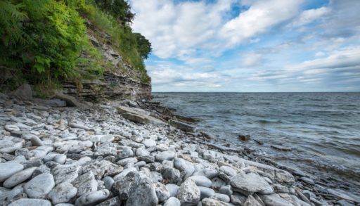 Rocky beach along Lake Ontario.