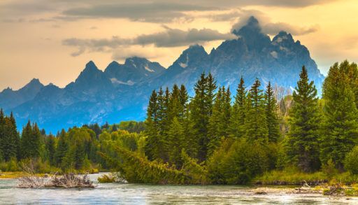 Sunset in Yellowstone National Park, Montana.