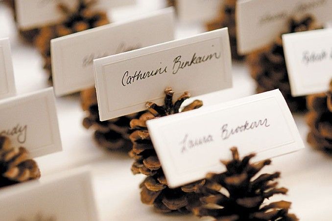 Pine cone seating card holders
