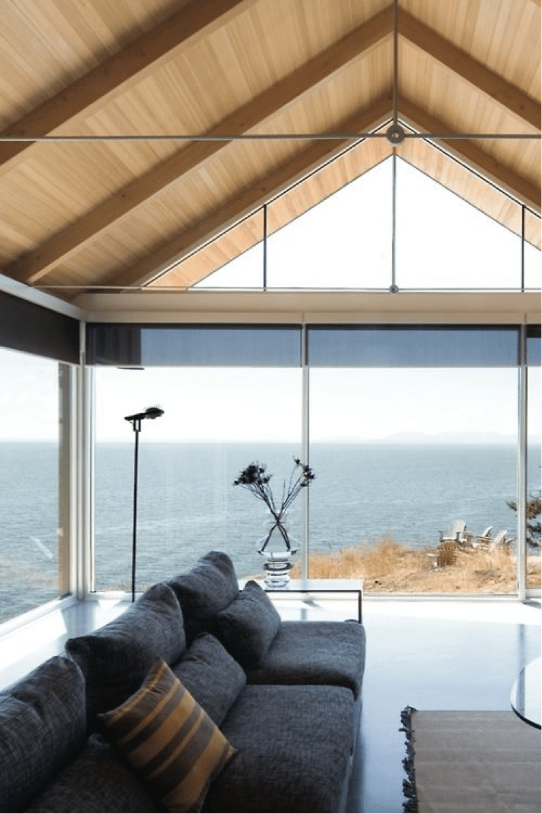 Cabin with floor-to-ceiling windows