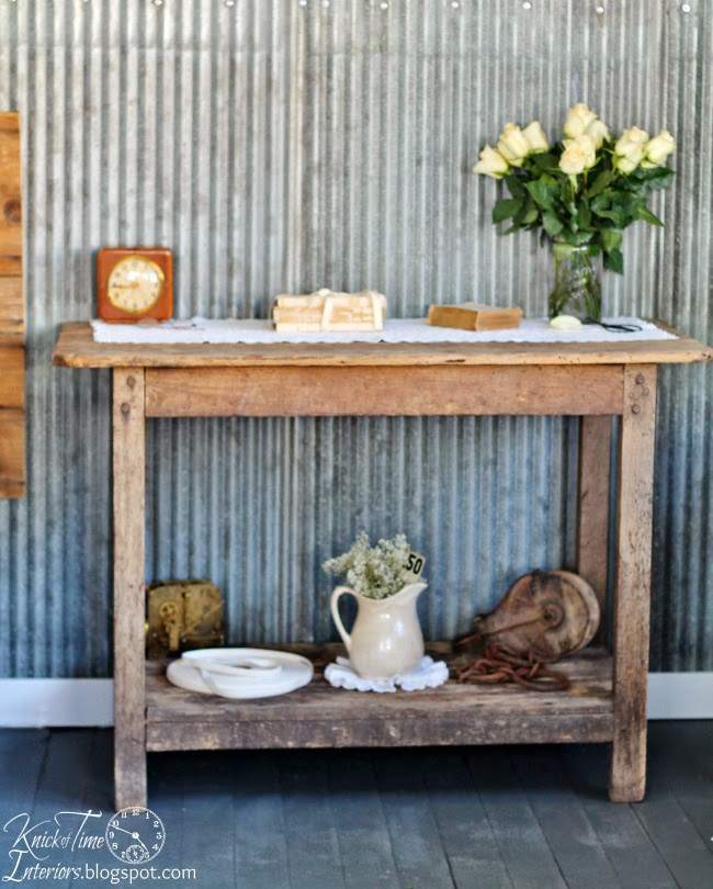 Fresh flowers decorate a side table