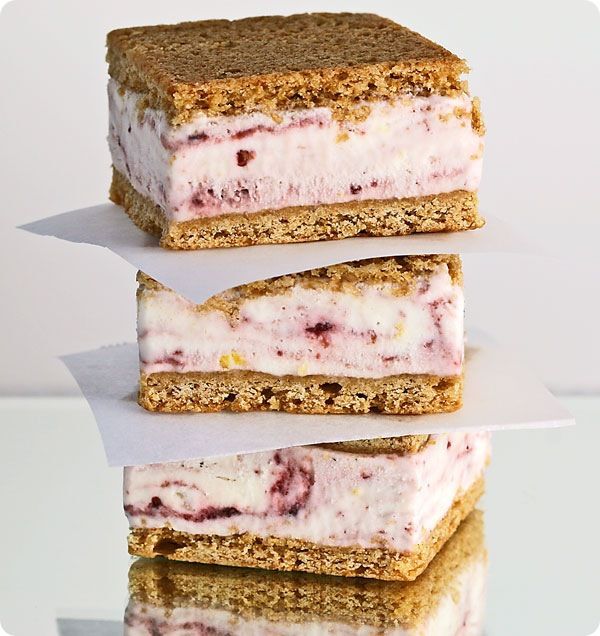 Lemon Ice Cream Sandwiches with Raspberry Swirl