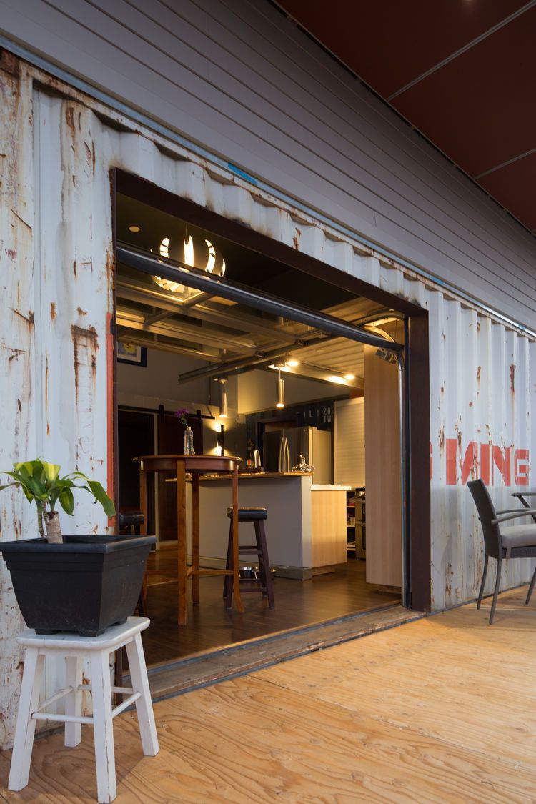 The back deck, looking in through the sliding door.