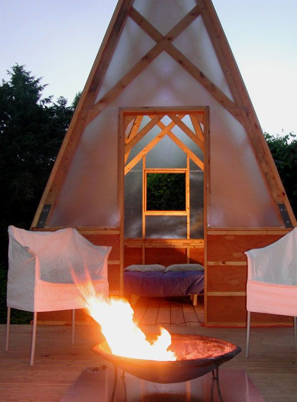 The fire pit at twilight.