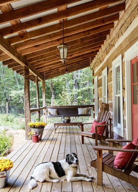 A view of the cabin's front porch.