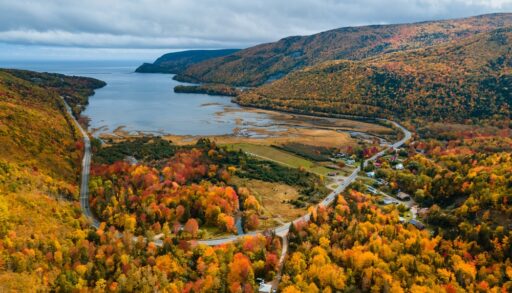 South Ingonish Harbour in autumn, Cape Breton Islands, Nova Scotia.