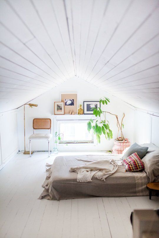 A cozy attic bedroom.