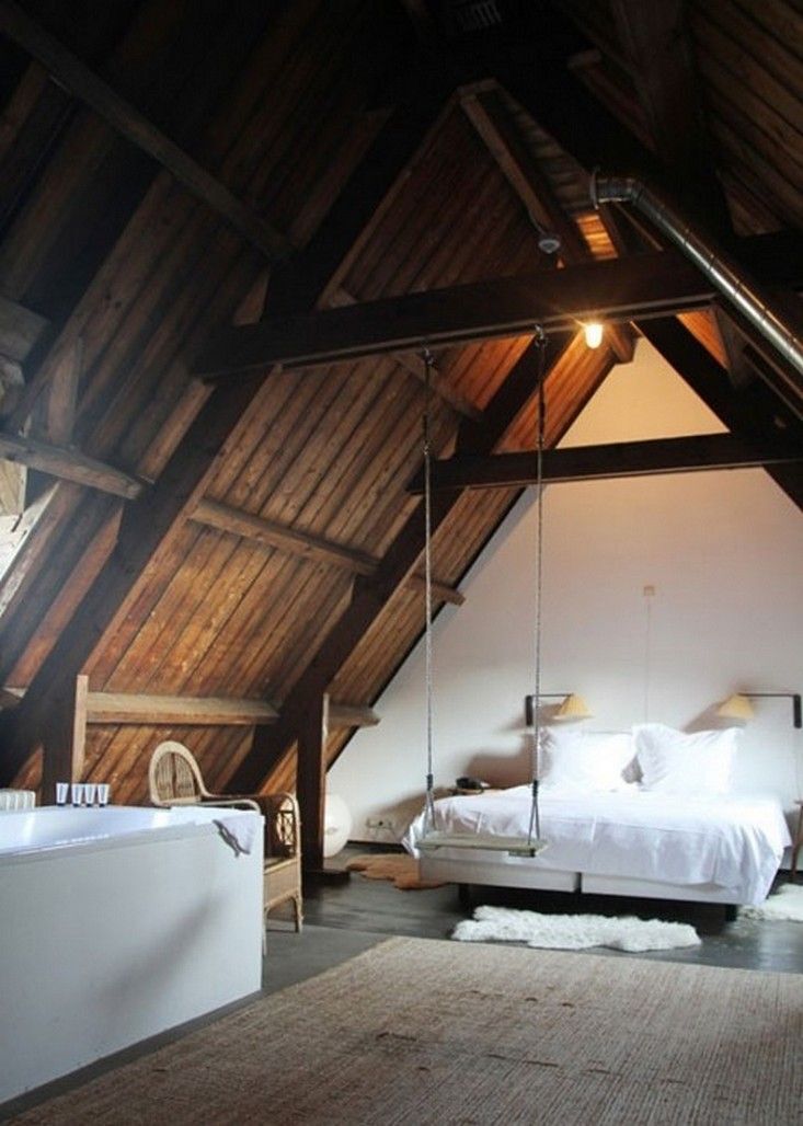 A cozy attic bedroom.