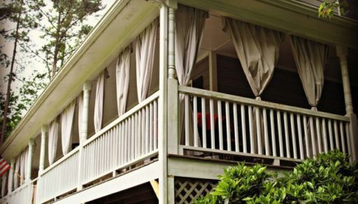 Porch with curtains