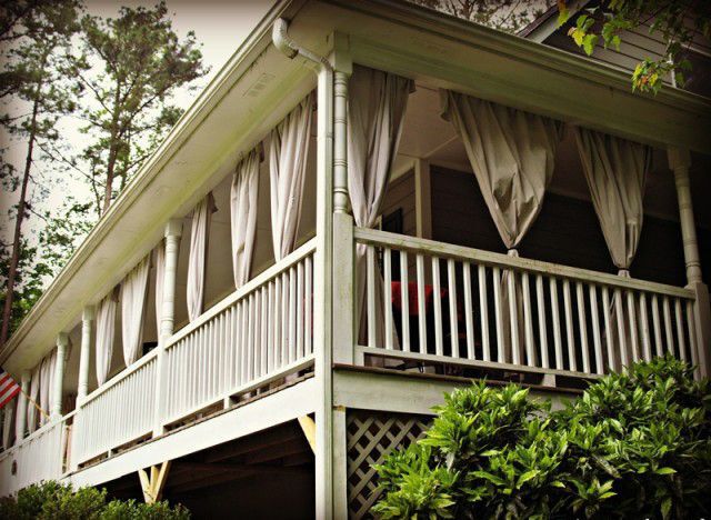 Porch with curtains