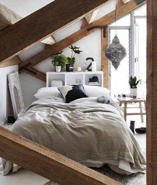 A cozy attic bedroom.