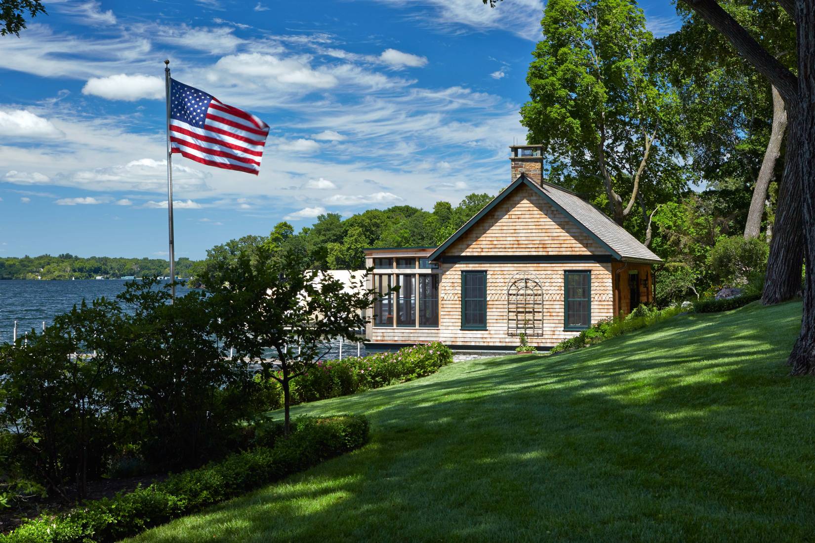 Exterior view of the boathouse.