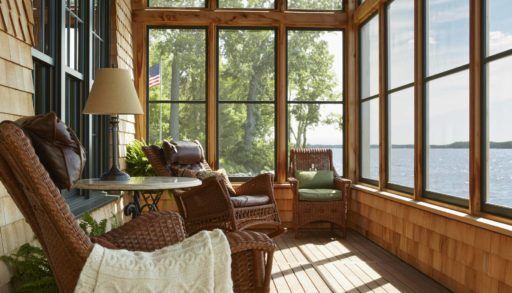 The screened porch in the boathouse.