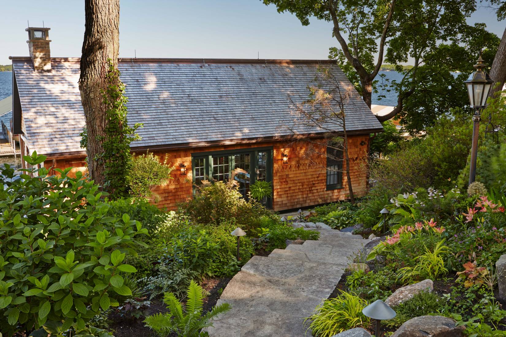 The garden walkway at the boathouse.