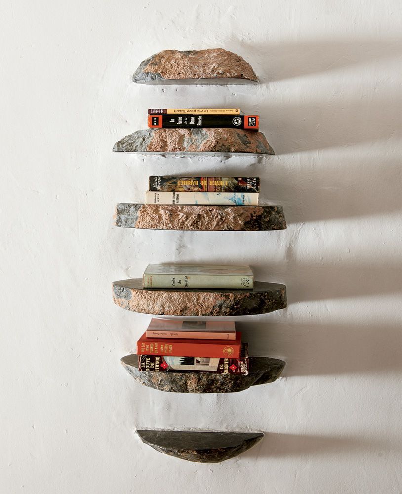 Stone bookshelf