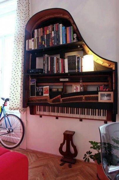 Piano bookshelf