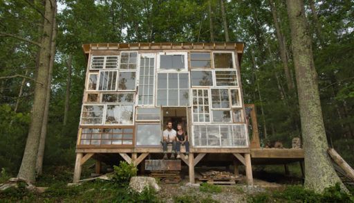 Olson and Horowitz sit in doorway of their cabin