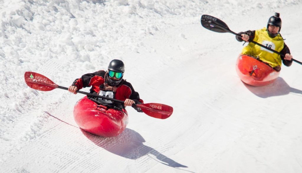 Snow kayaking