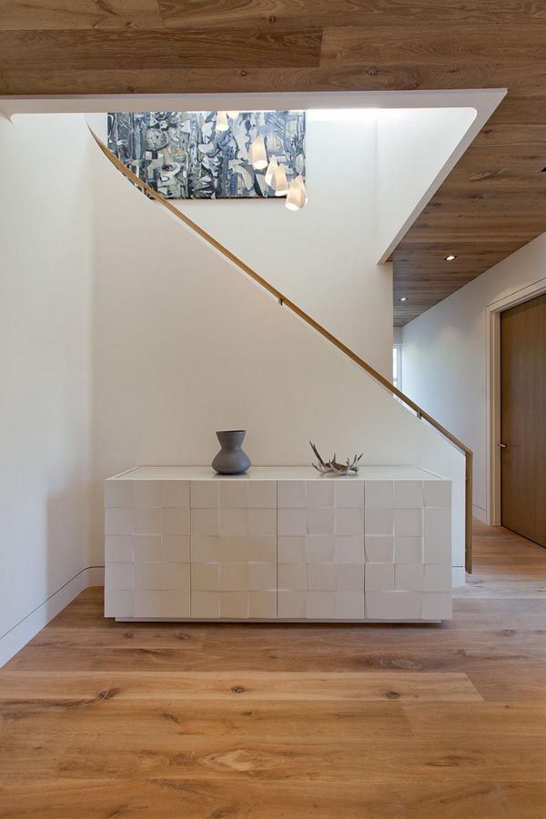 modern mantel and staircase