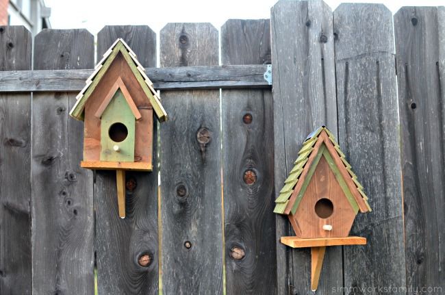 two home-build birdhouses